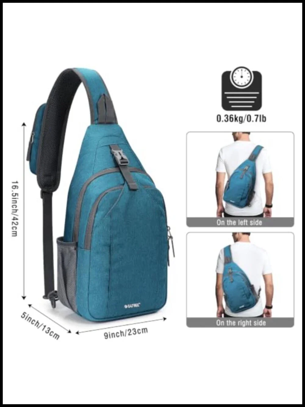 RFID Blocking Sling Bag Crossbody for Travel Hiking 10L